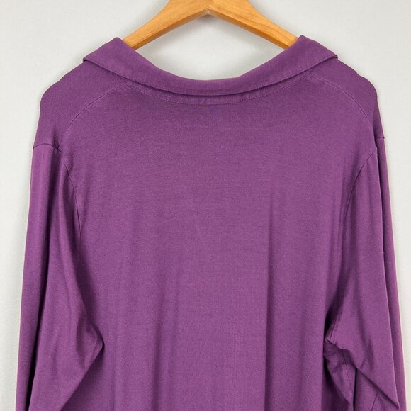 J Jill Dress 2X Shirt Plum Purple Shift Stretch Long Sleeve V-Neck Above Knee - Picture 5 of 13